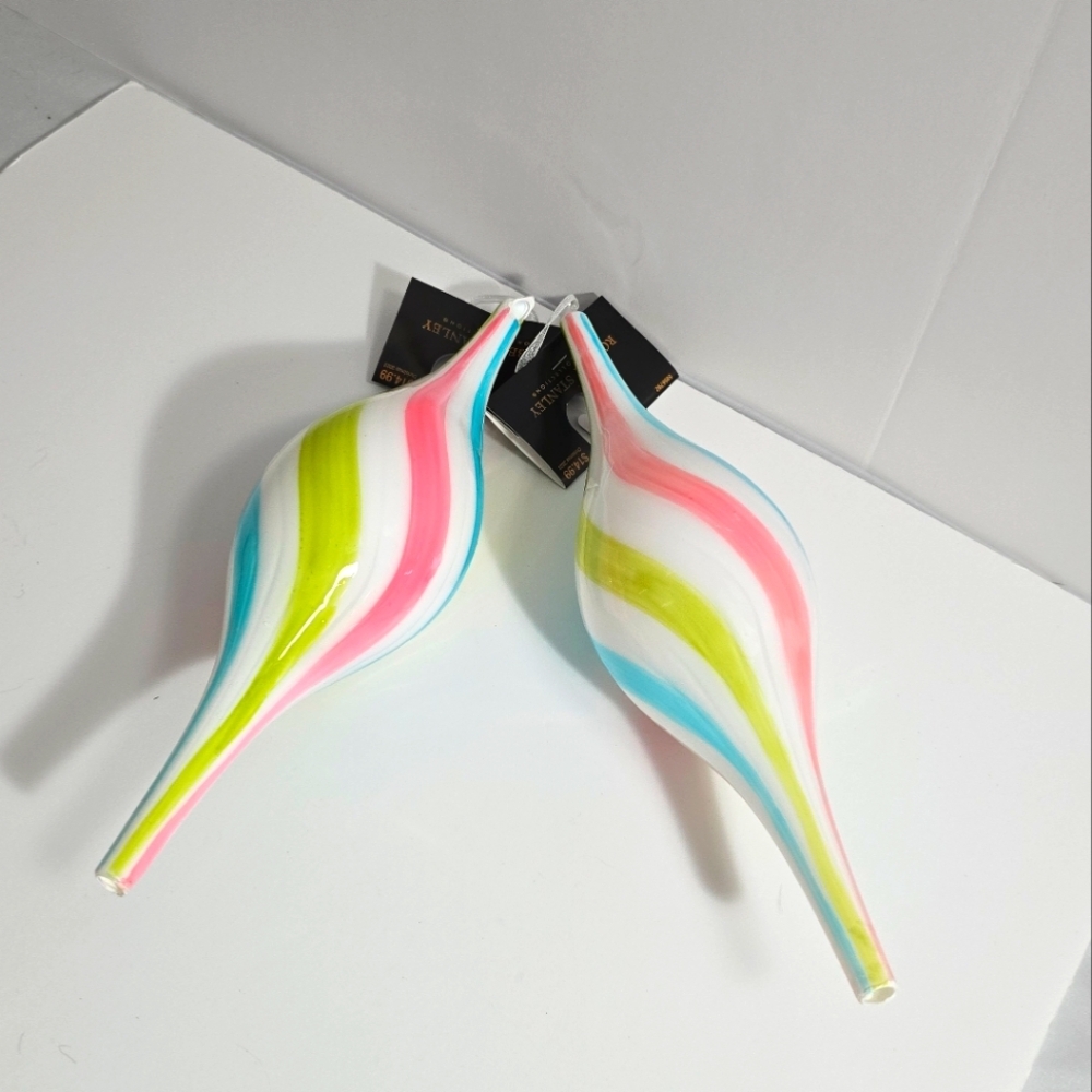 Robert Stanley Pastel Glass Teardrop Ornaments Set 2 NWT